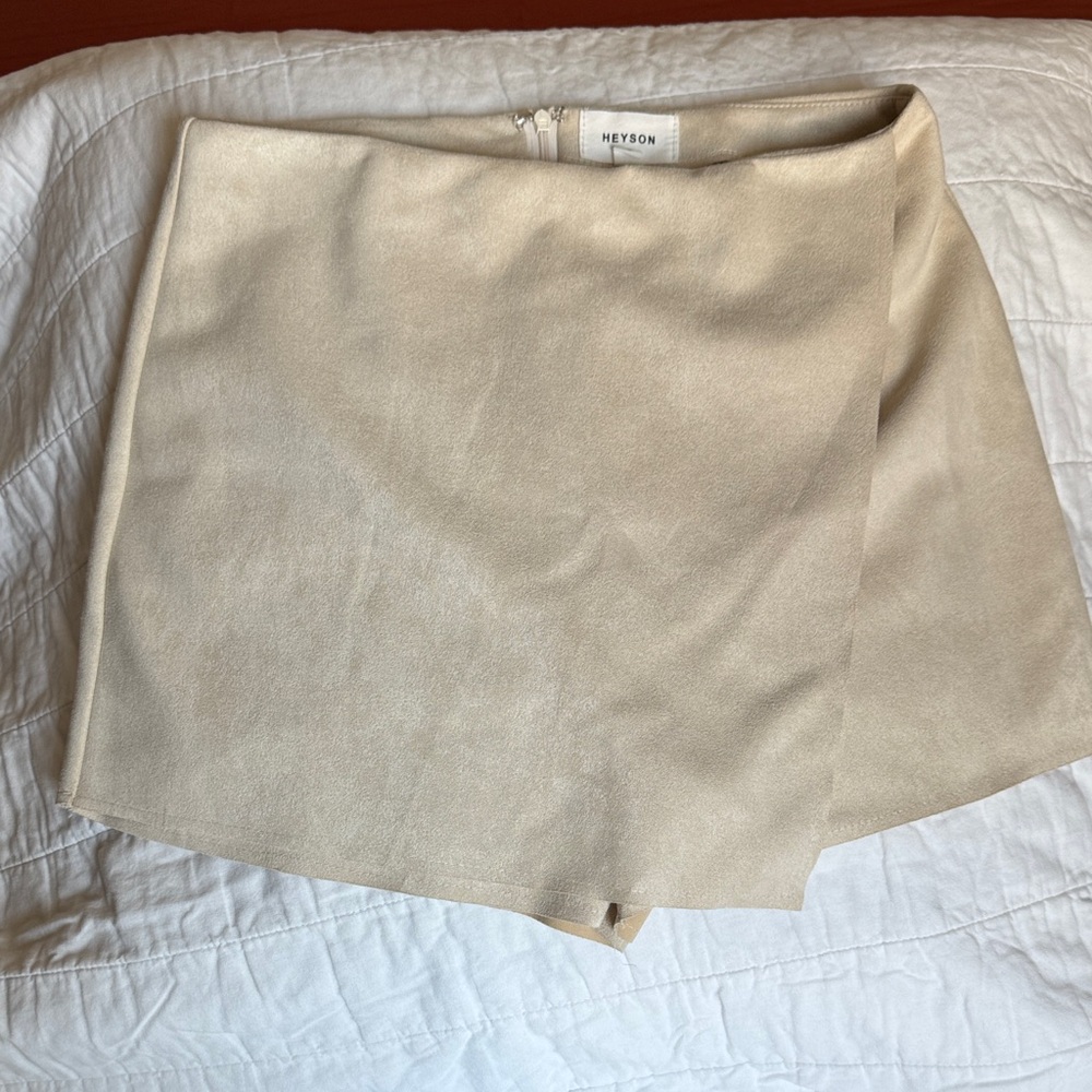 Cream Suede Women's Skort